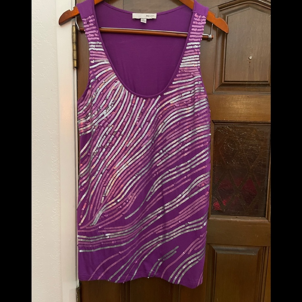 HAANI magenta sparkly rayon tank